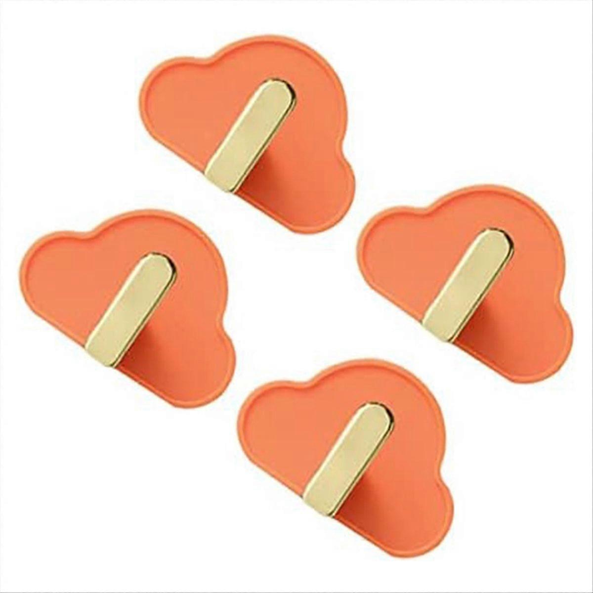 4 Pcs Hook up Plastic Key Hooks Hat Hanger Punching-Free Hooks B