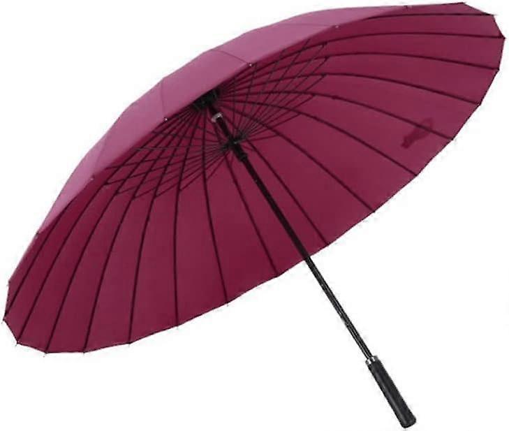 Windproof 24Rib Automatic Umbrella with Large UVProtection Canopy and Long Ergonomic Handle