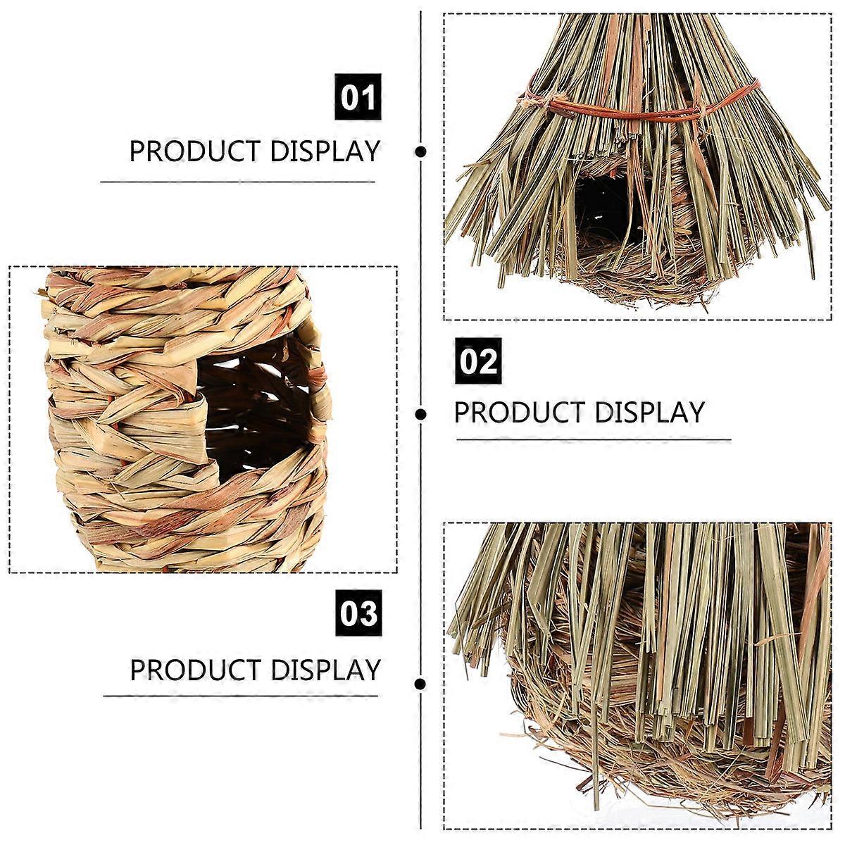 Simulation Birdhouse Drop Shaped Straw Material Bird Lovers Garden Decor 2Pcs