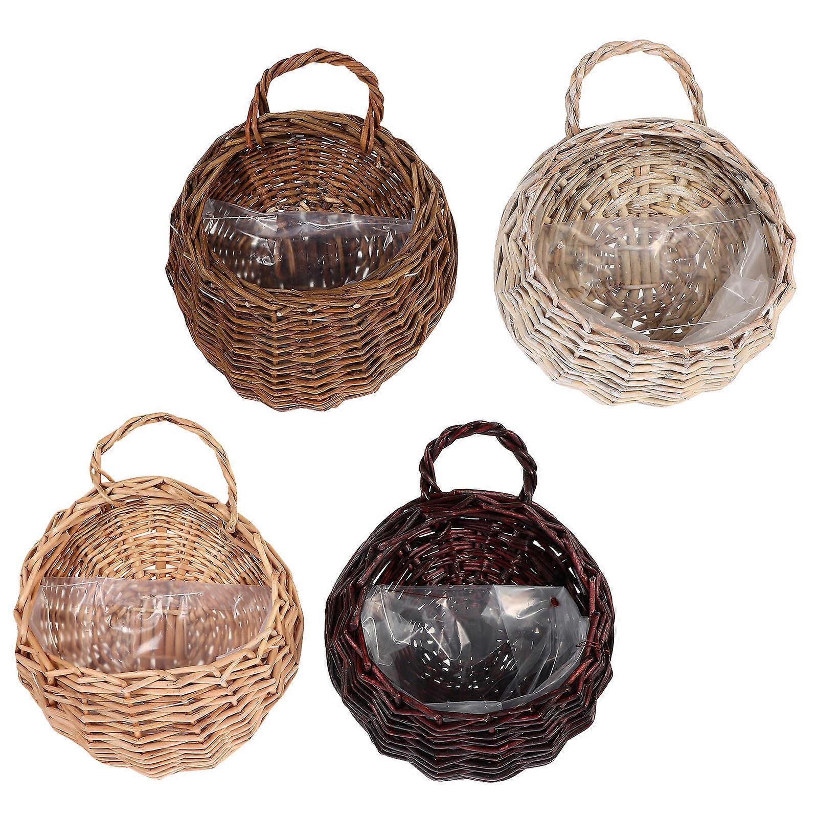 Wicker Flower Pot Hanging Basket for Storage 4Pcs Assorted Colors