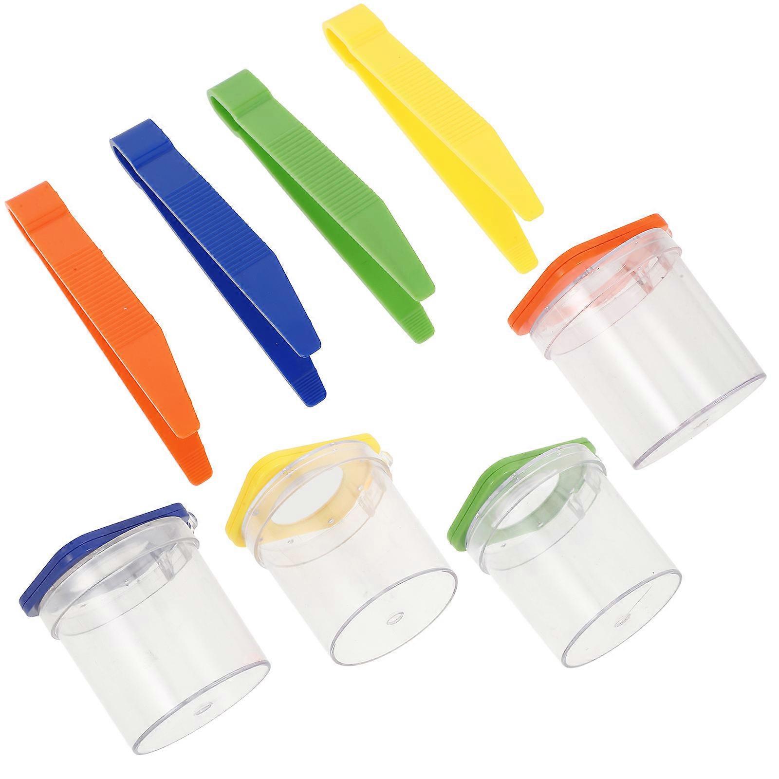 4Pcs Insect Magnifying Box Container for Storage Use with Tweezers
