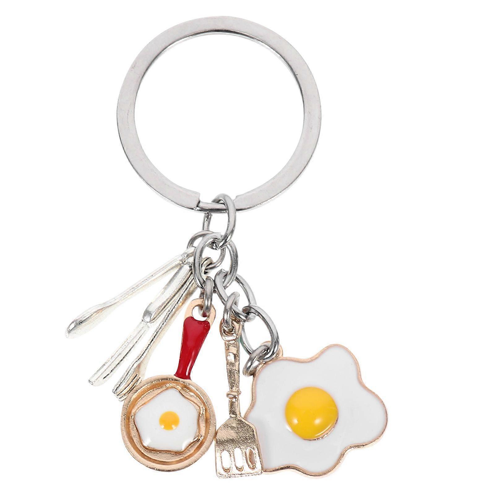 Fried Egg Keychain Simulation Food Keyring Key Chains Hanging Bag Pendants