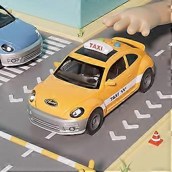 Carrinho de brinquedo tipo táxi para crianças pequenas, com luzes, músicas e sons de trânsito, ideal para crianças de 0 a 12 anos.