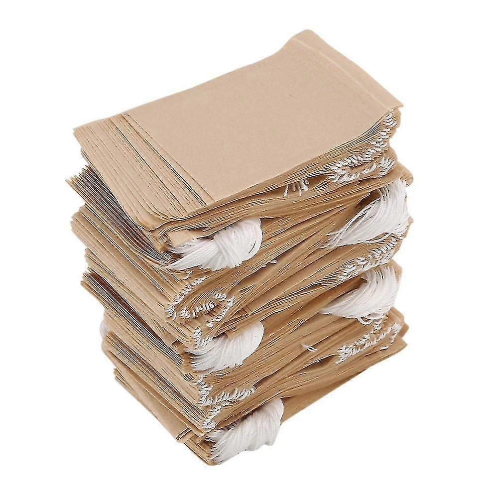 500-pack tefilterpåsar, engångspapperstepåse med dragsko för lösbladste, kaffe (naturlig)