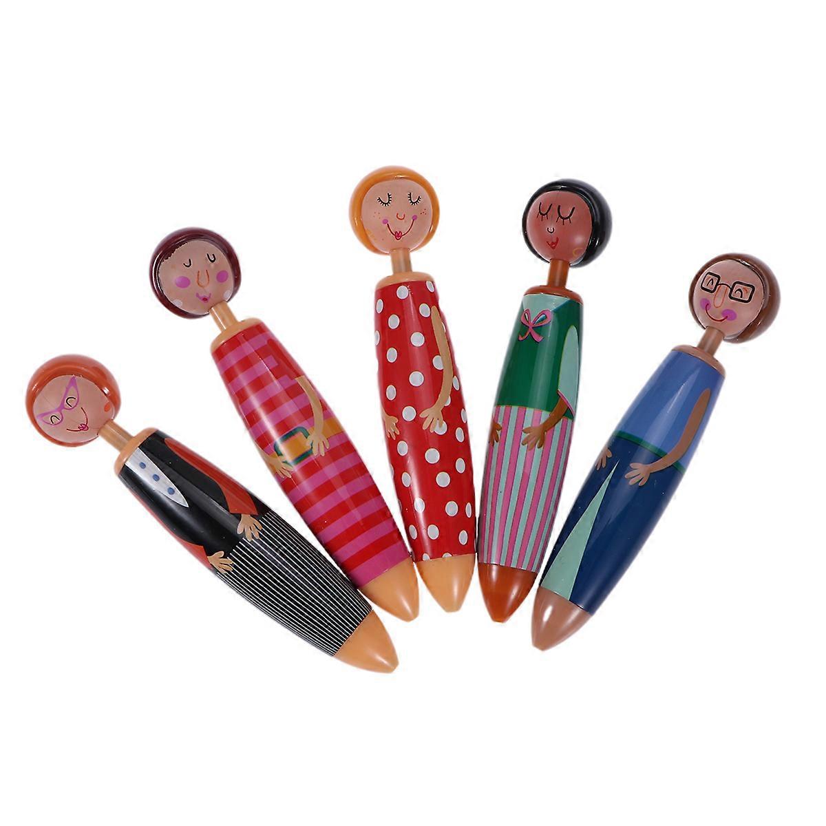 Creative Doll Shape Ballpoint Pens for Student Use 5Pcs Color Assorted