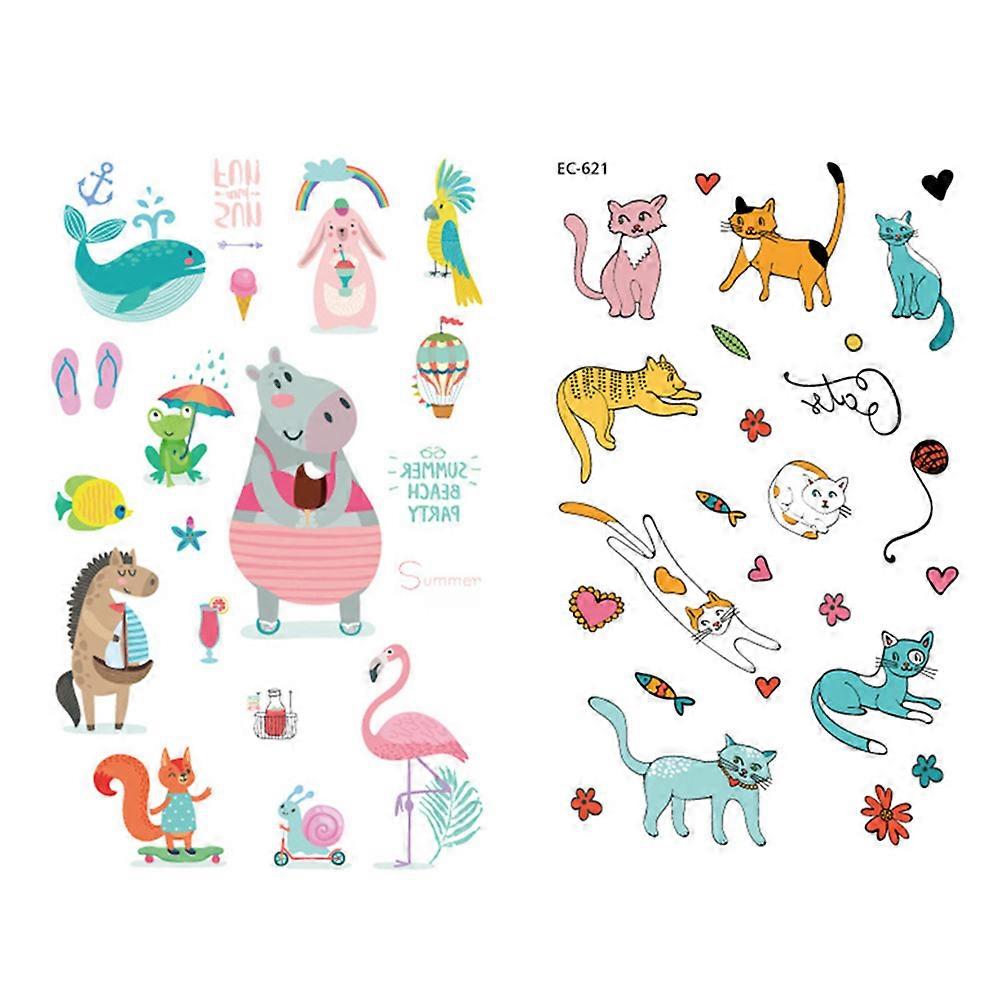Animal Patterns Temporary Stickers for Decorating 6 Sheets Personality Temporary Stickers