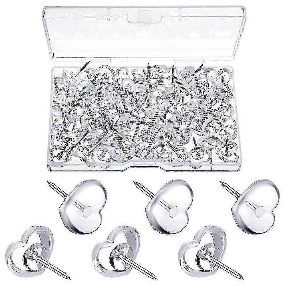Transparent Heart Shape Push Pin Multi-Function Thumb Tacks 200Pcs for Office Use