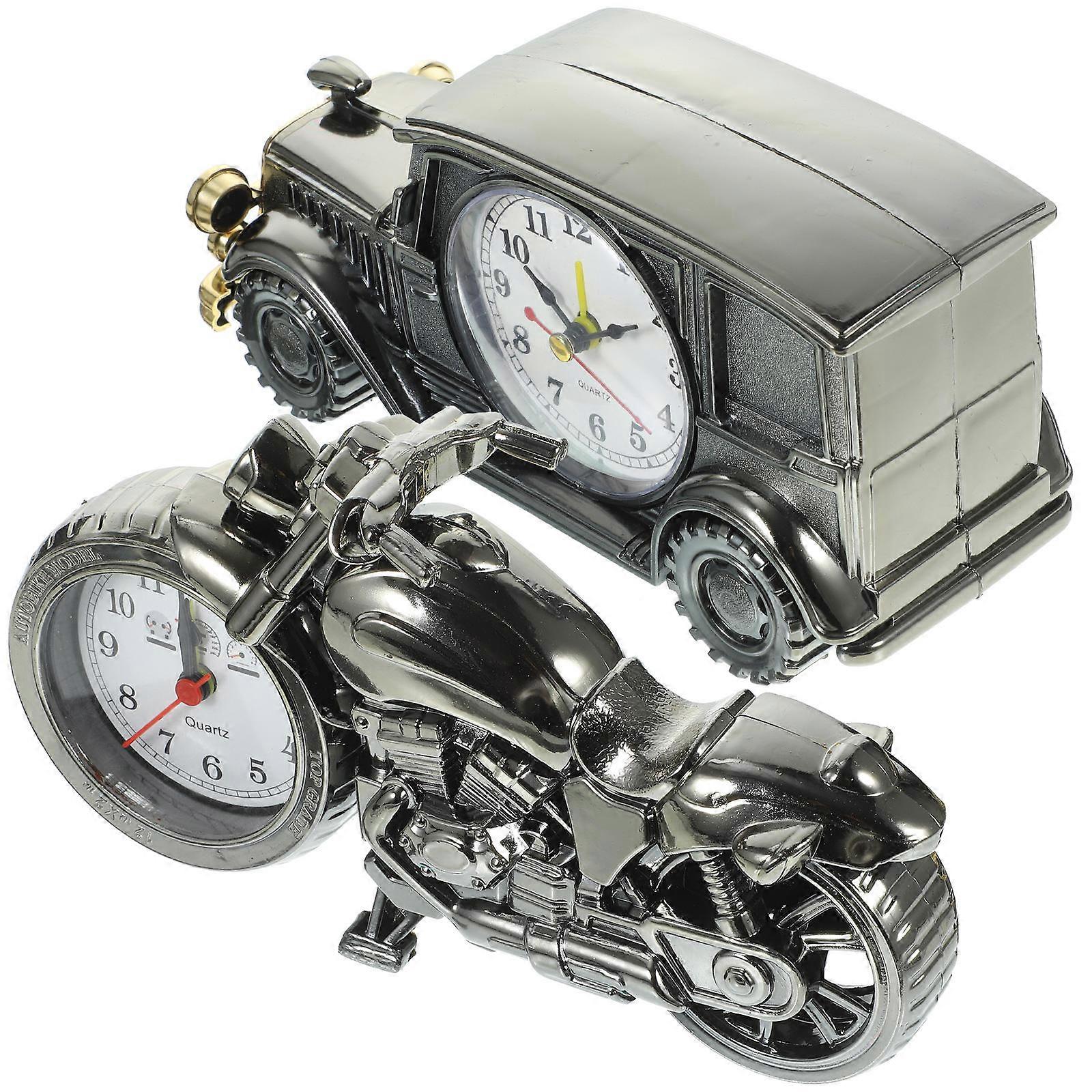 Motorcycle Alarm Clock Retro Table Clock for Home Use 6Pcs