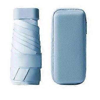 Ombrello tascabile portatile a capsula, blu, a sei pieghe