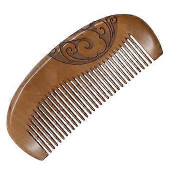 Peach Wood Carved Hair Comb, Wood Comb for Women, Daily Use, Coffee Color
