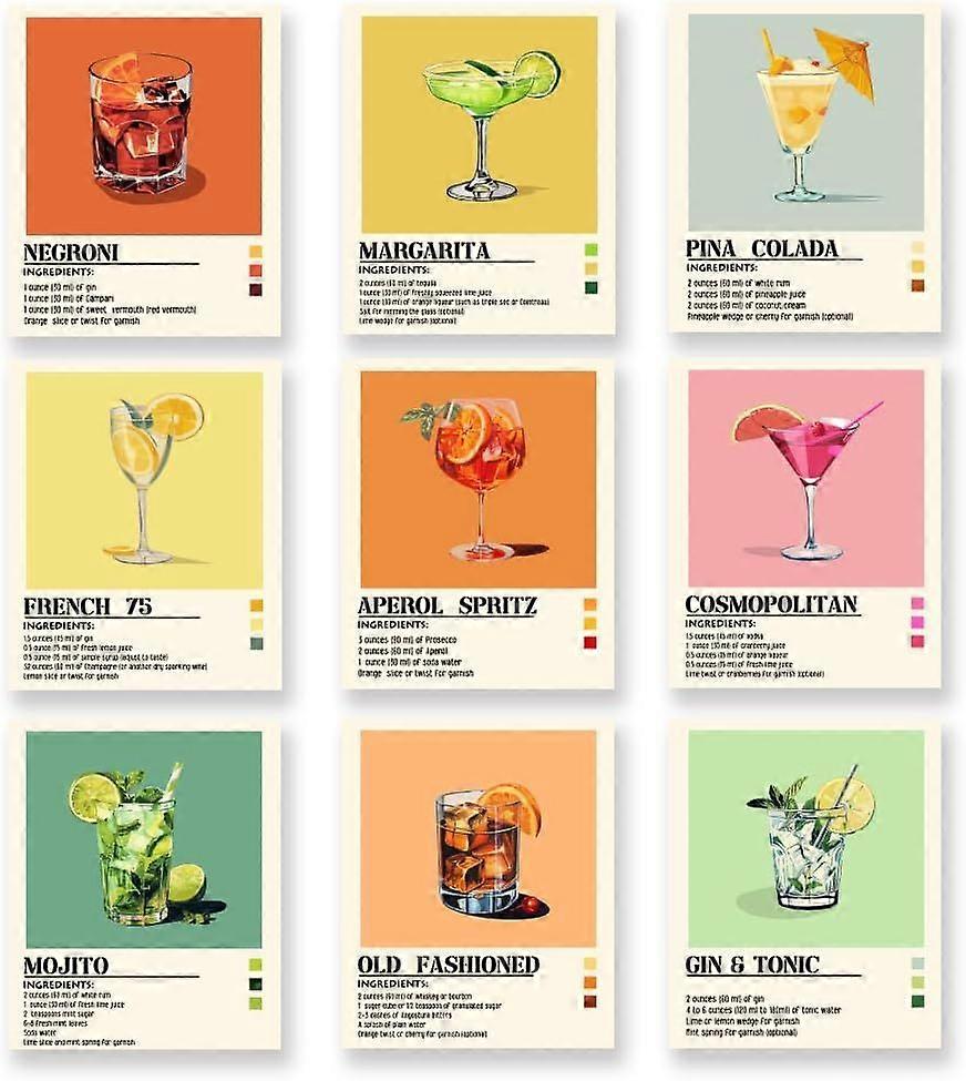 9PCS Frameless Canvas Wall Art Posters with Summer Theme
