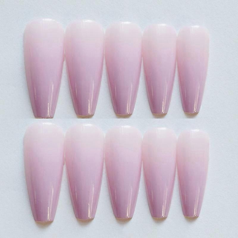 24pcs Gradient Purple Nail Patch Sweet Style Removable Long Paragraph Manicure