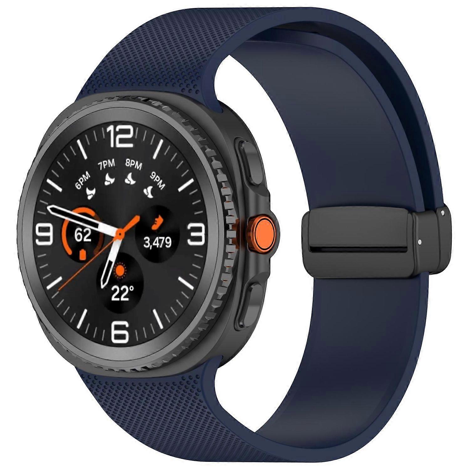 Silicone wristband with magnetic closure for Samsung Galaxy Watch 8 / 8 Classic Checkered Design Dark Blue