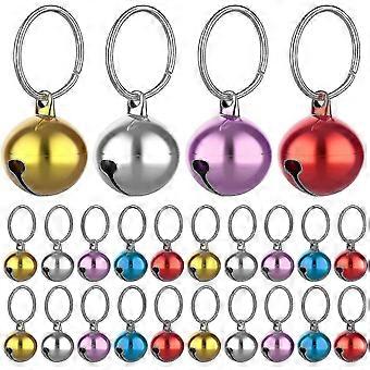 Conjunto de 24 sinos para gatos com chaveiros, pingente para coleira com guizo, acessórios para treinamento de animais de estimação (cores sortidas)