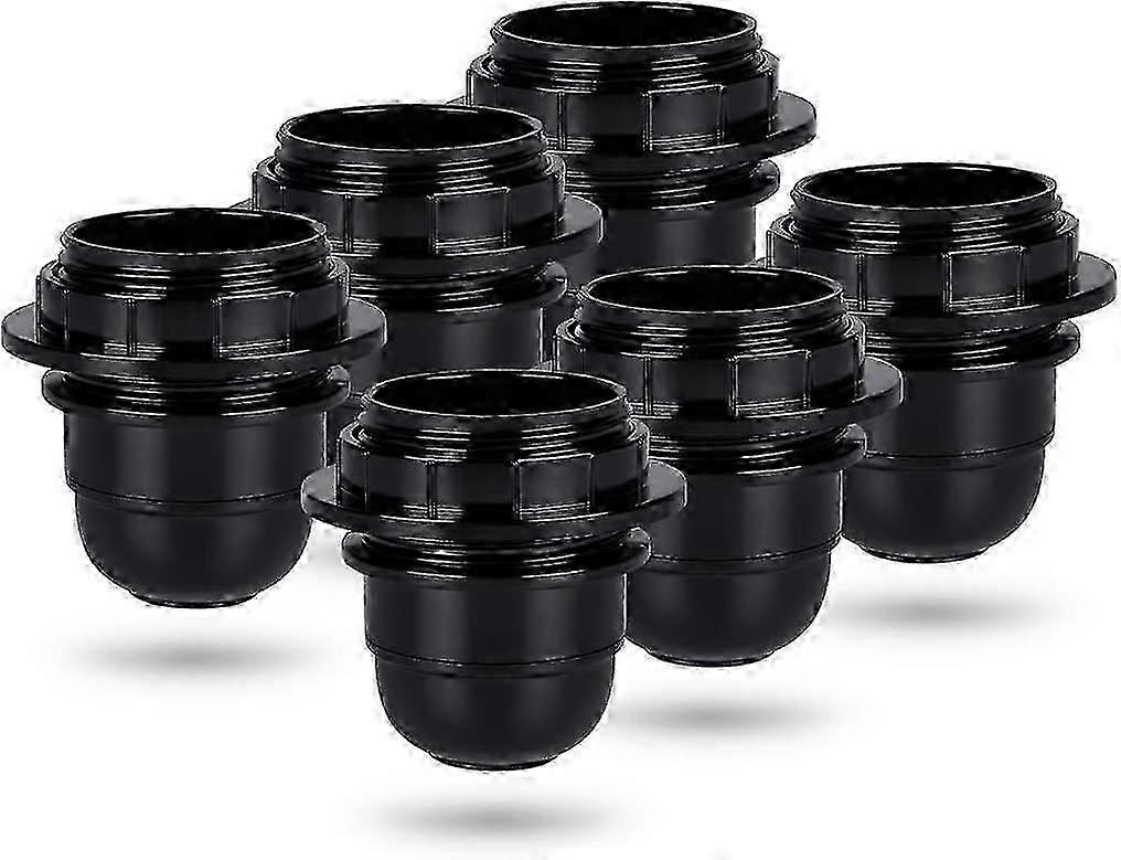 Black e27 screw socket - 6x e27 lamp socket plastic ring - e27 bulb socket - e27 bulb socket holde [MI]