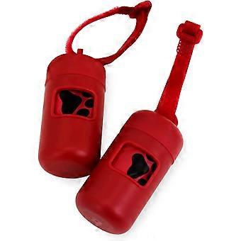 Distributeur de sacs à déjections canines réutilisable avec attache pour laisse, idéal pour les voyages, les promenades, le parc et les activités de plein air. Résistant et doté d'un clip de fixation. Rouge, lot de 2.