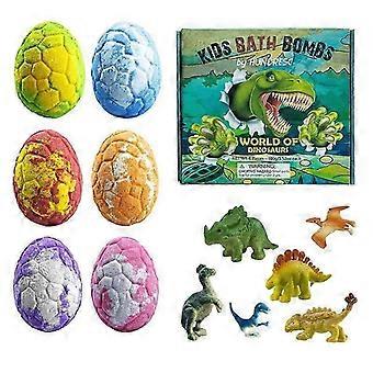 6 Pack Dinosaur Egg Bath Bombs for Kids with Surprise Dinosaur Toys Inside, Organic SPA Bath Salt Fizzies, Gentle Moisturizing Bath Bomb Gift Set