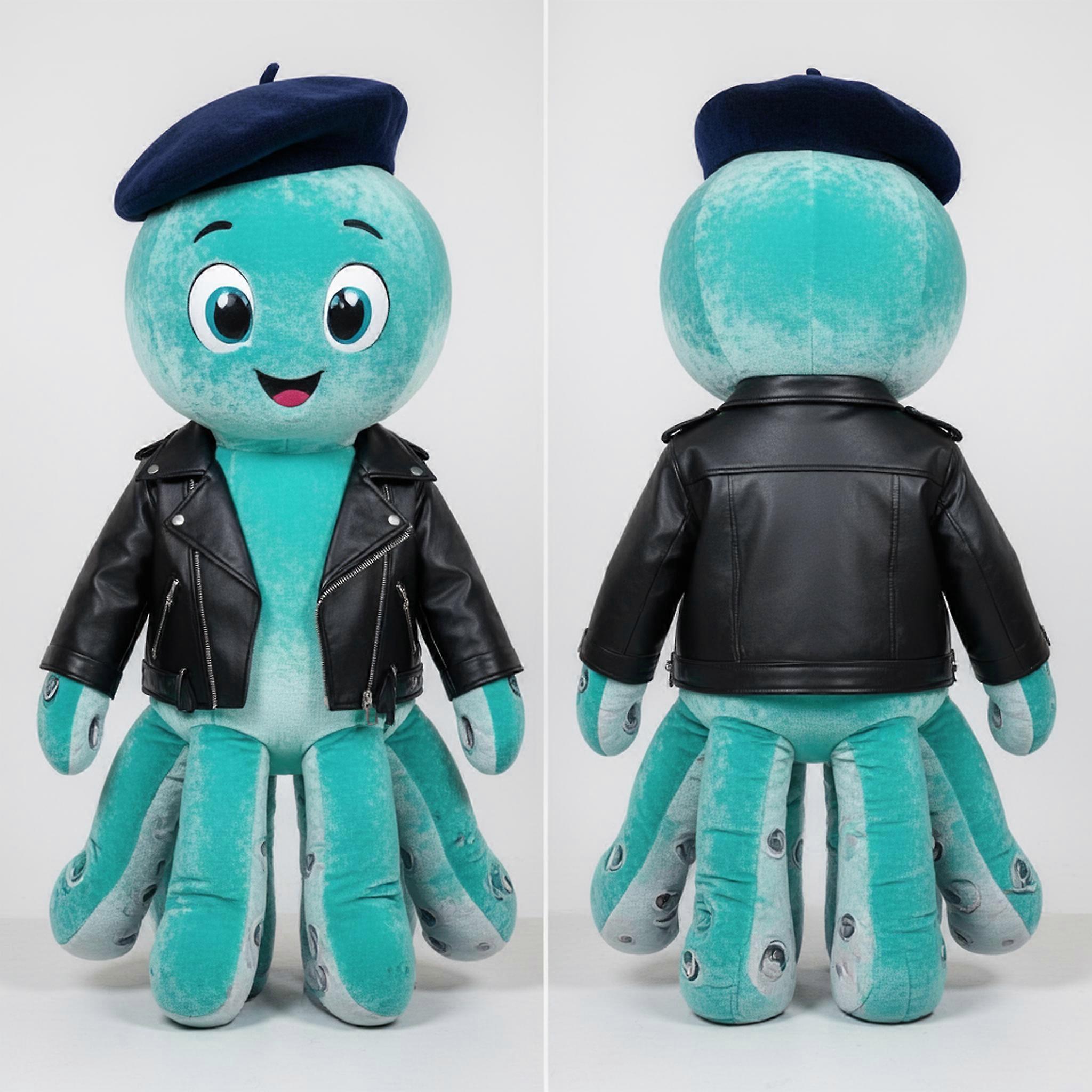 MASTICOT Turquoise Biker Octopus Mascot