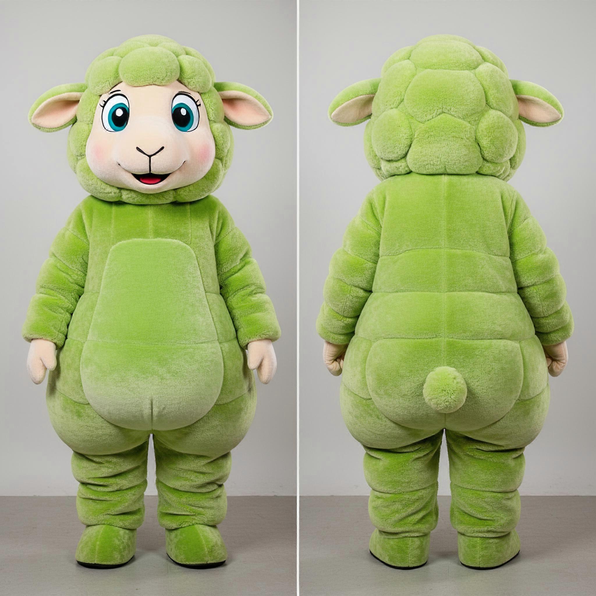 MASTICOT Lime Green Rounded Suffolk Sheep Mascot