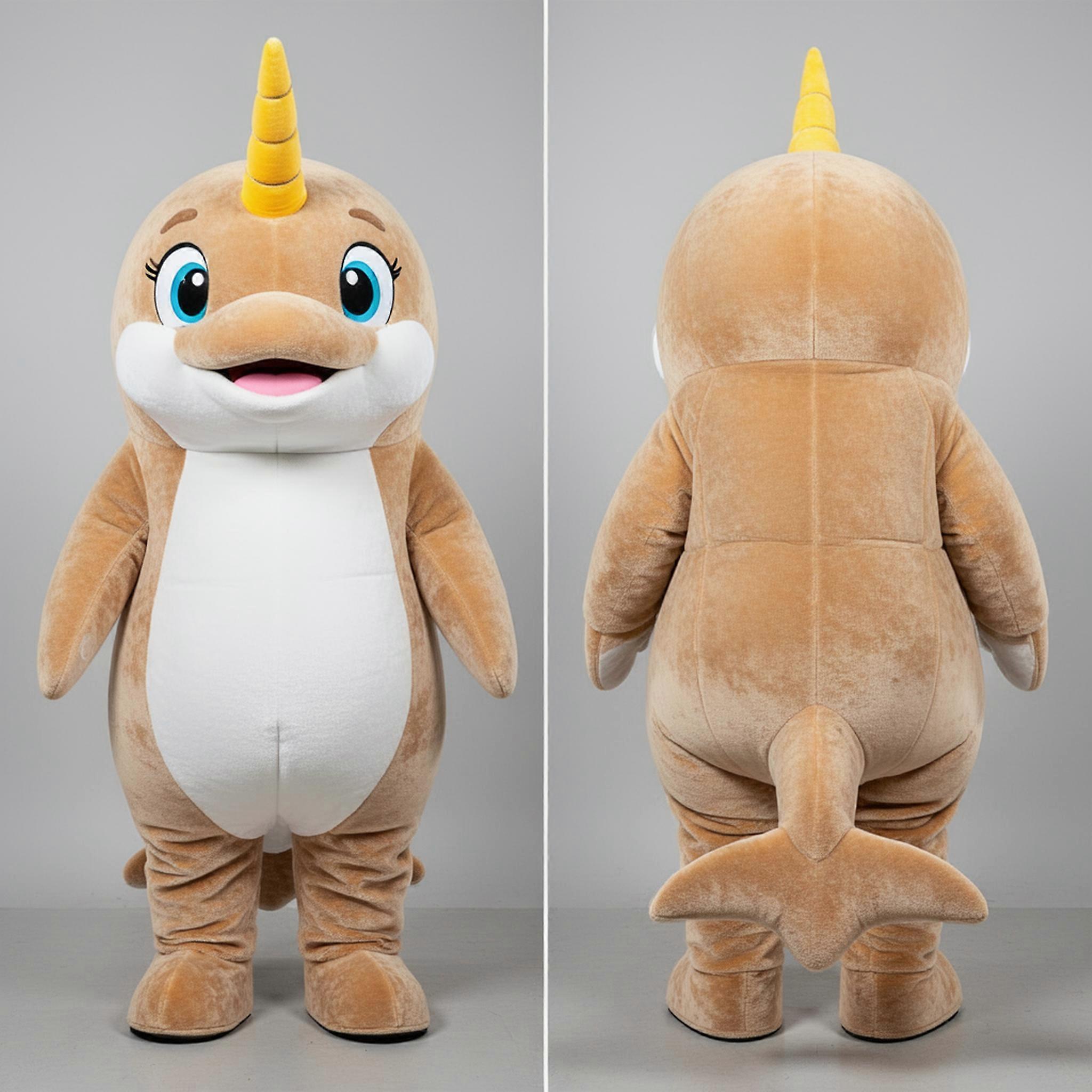MASTICOT Tan Velvety Narwhal Mascot
