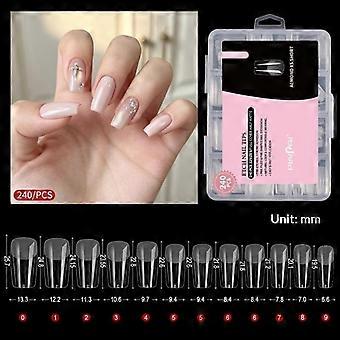 Short Press On Soft Gel Nail Tips 240Pcs/Box Half Matte Full Coverage Fake Nails for Home DIY Salon Manicure