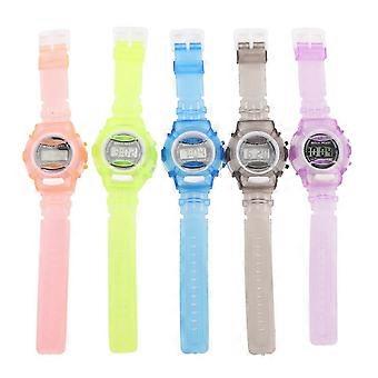 5pcs Kids Digital Sports Watch Calendar Display Shockproof Accurate Time Electronic Wrist Watches compatible with Boys and Girls Yellow Purple Blue Bl