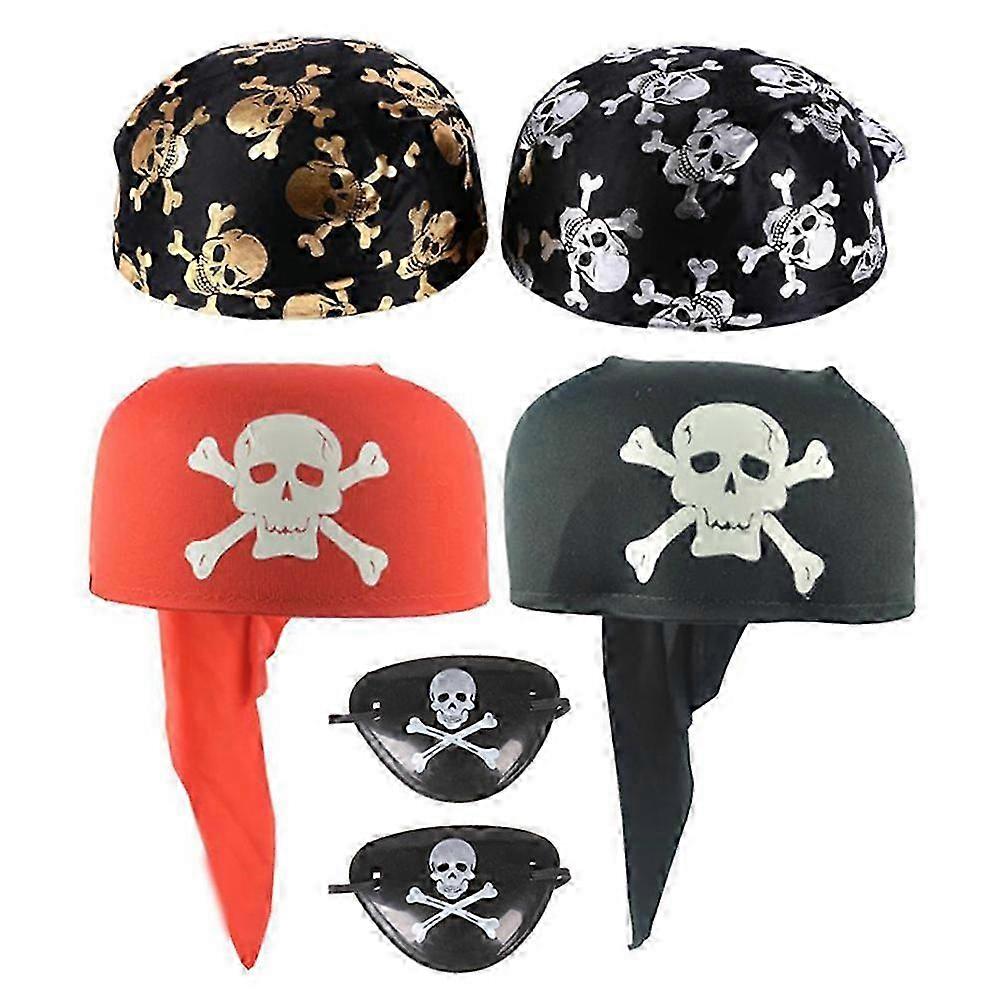 Halloween Cap Show Skull Pattern Percompatible withmance Hat with 6Pcs and Pirate Eye Patch