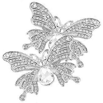 Silver alloy shoe clips with rhinestones, suitable for decoration, 1 pair of WI butterfly clipsWHBYV