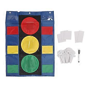 Classroom Stoplight Behavior Chart for Kids, ColorCoded Dry Erase Pocket Chart, Durable Nylon Wall Mount Design