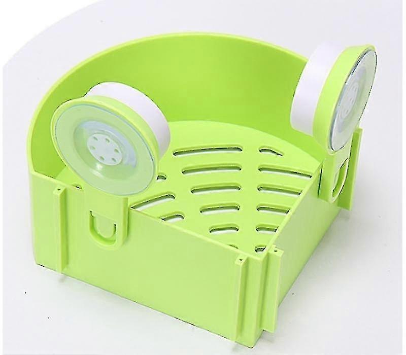 Bathroom wall-mounted triangle suction cup storage rack (2 green)