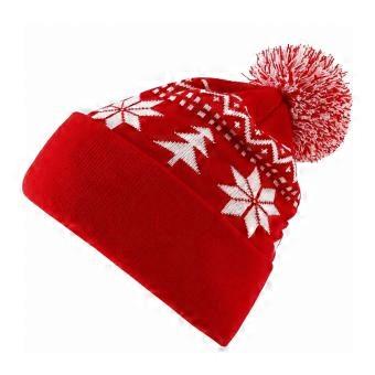 Christmas Knitted Santa Hat – Snowflake Tree Pom Pom Warm Cap – for Men Women Winter