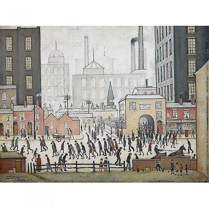 L.S. Lowry Coming From The Mill 1930 Framed Canvas Print