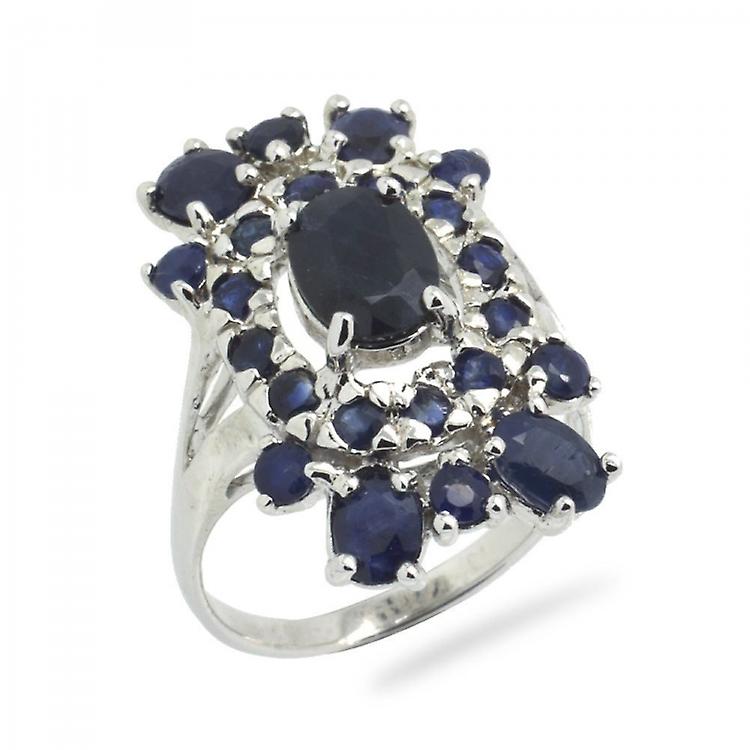 Blue Sapphire & 925 Sterling Silver Ring awo19