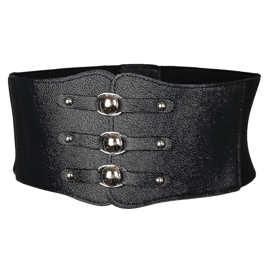 Women's Retro Steampunk Leather Waist Belt Cincher Waspie Elastic Corset Band