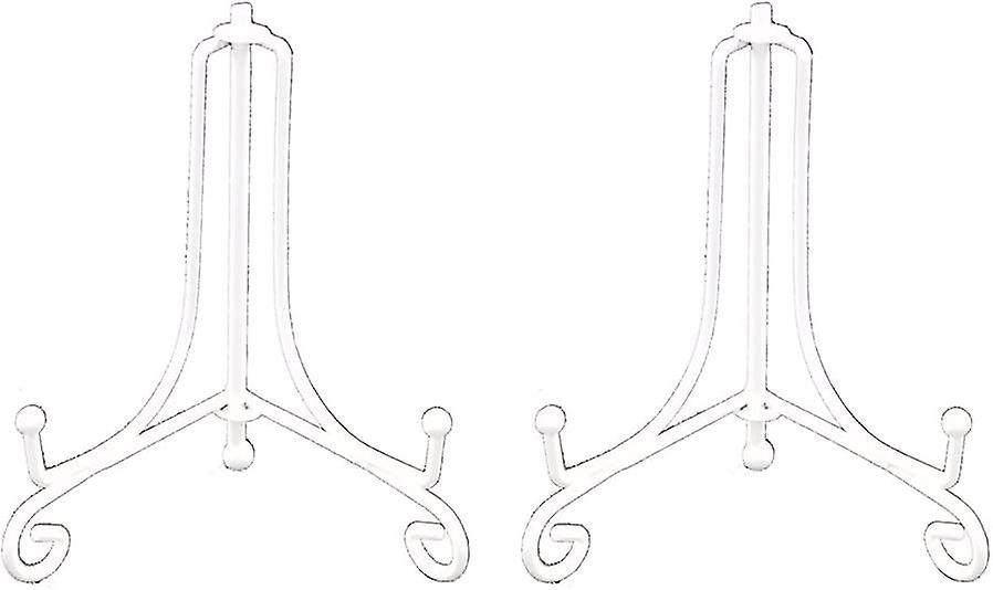2 Pcs  4 Inch White Iron Small Plate Stand Holder