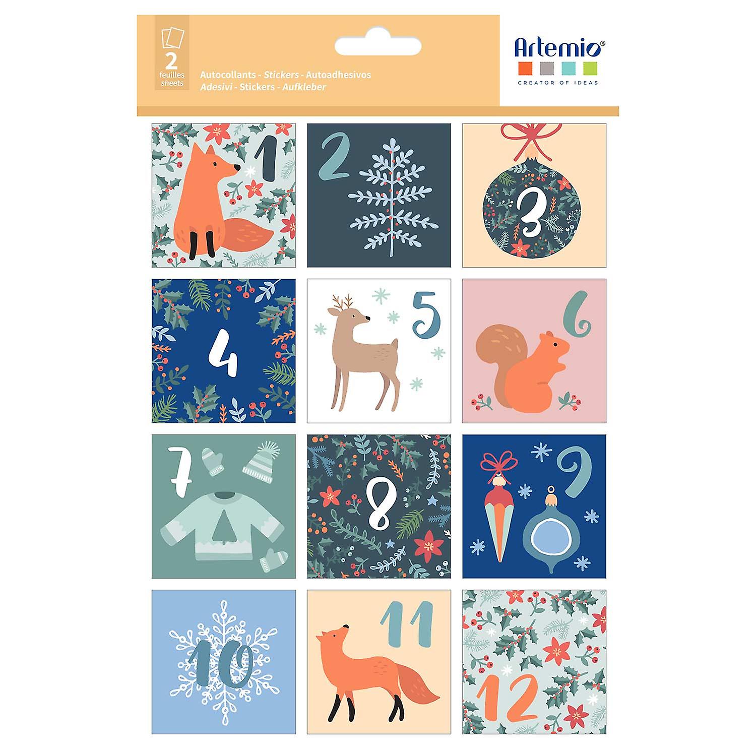 Advent Stickers For Calendar Square - Animals