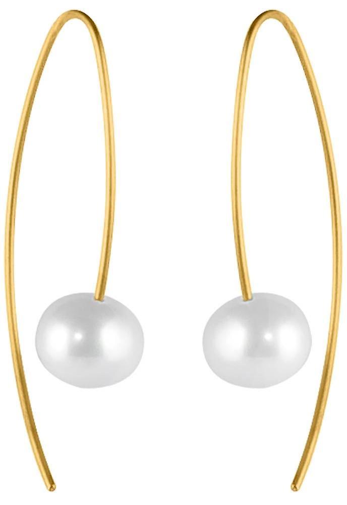 Ti2 Titanium Stem Pearl Earrings - Tan Beige