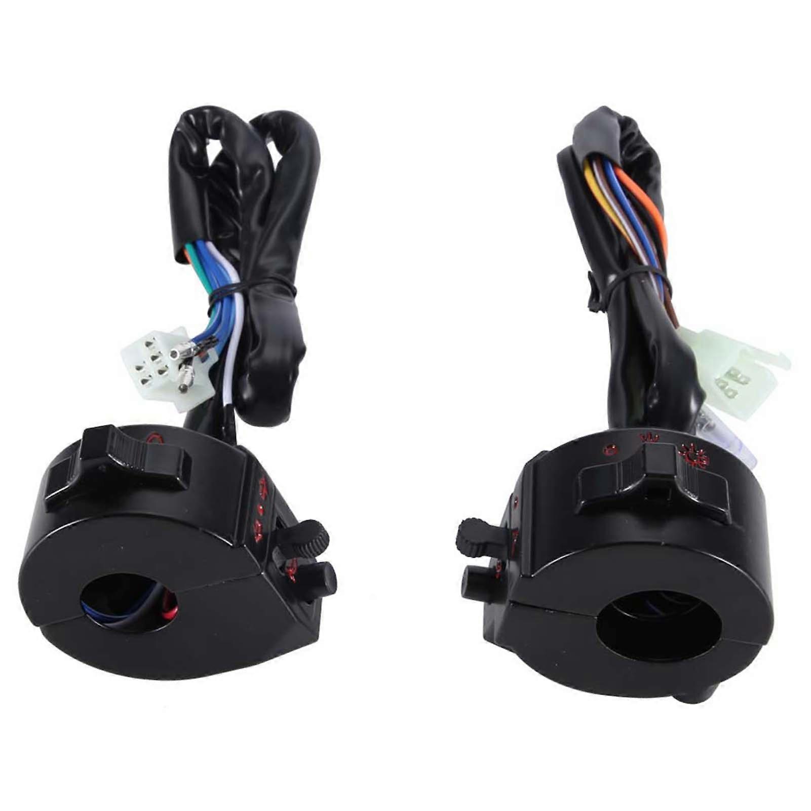 Pair of Universal 22mm Motorcycle Handlebar Switch Control Left & Right Side Horn
