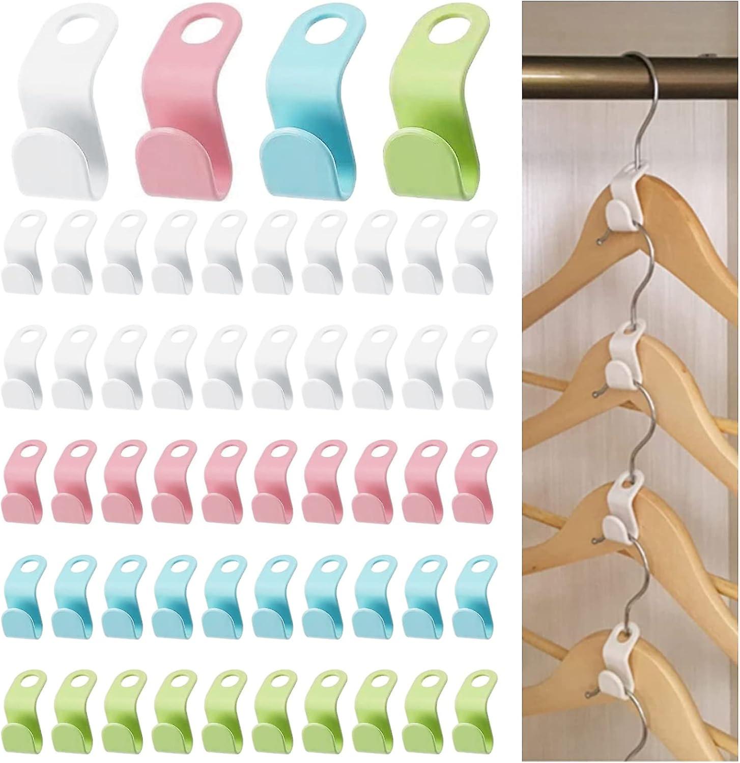 50 Pieces Plastic Hanger Hooks Hanger Connection Hook, Hanging Hook Connector Mini Cascading Hangers Closet Organizer Space Saving