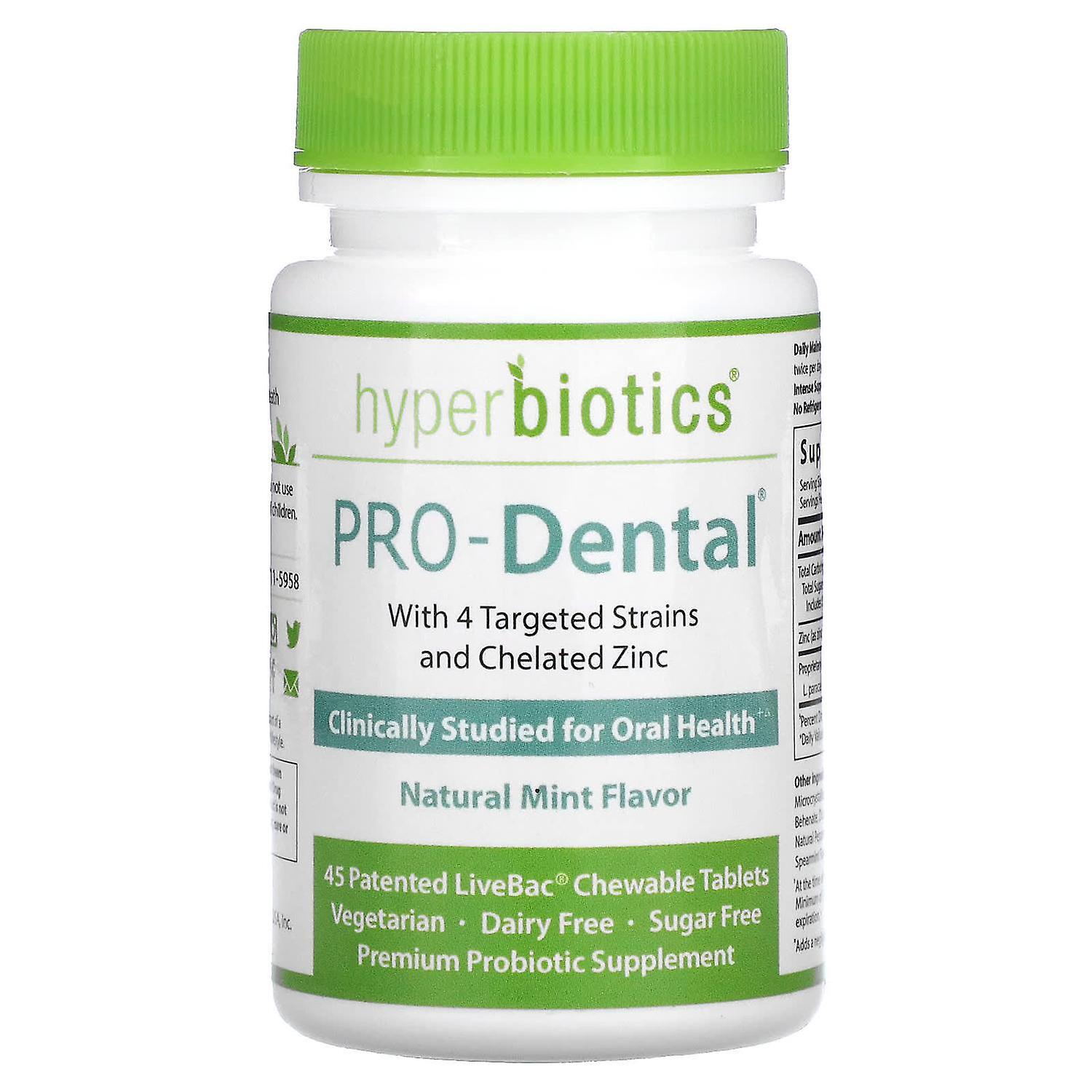 Hyperbiotics, PRO-Dental, Natural Mint , 45 Patented LiveBac Chewable Tablets