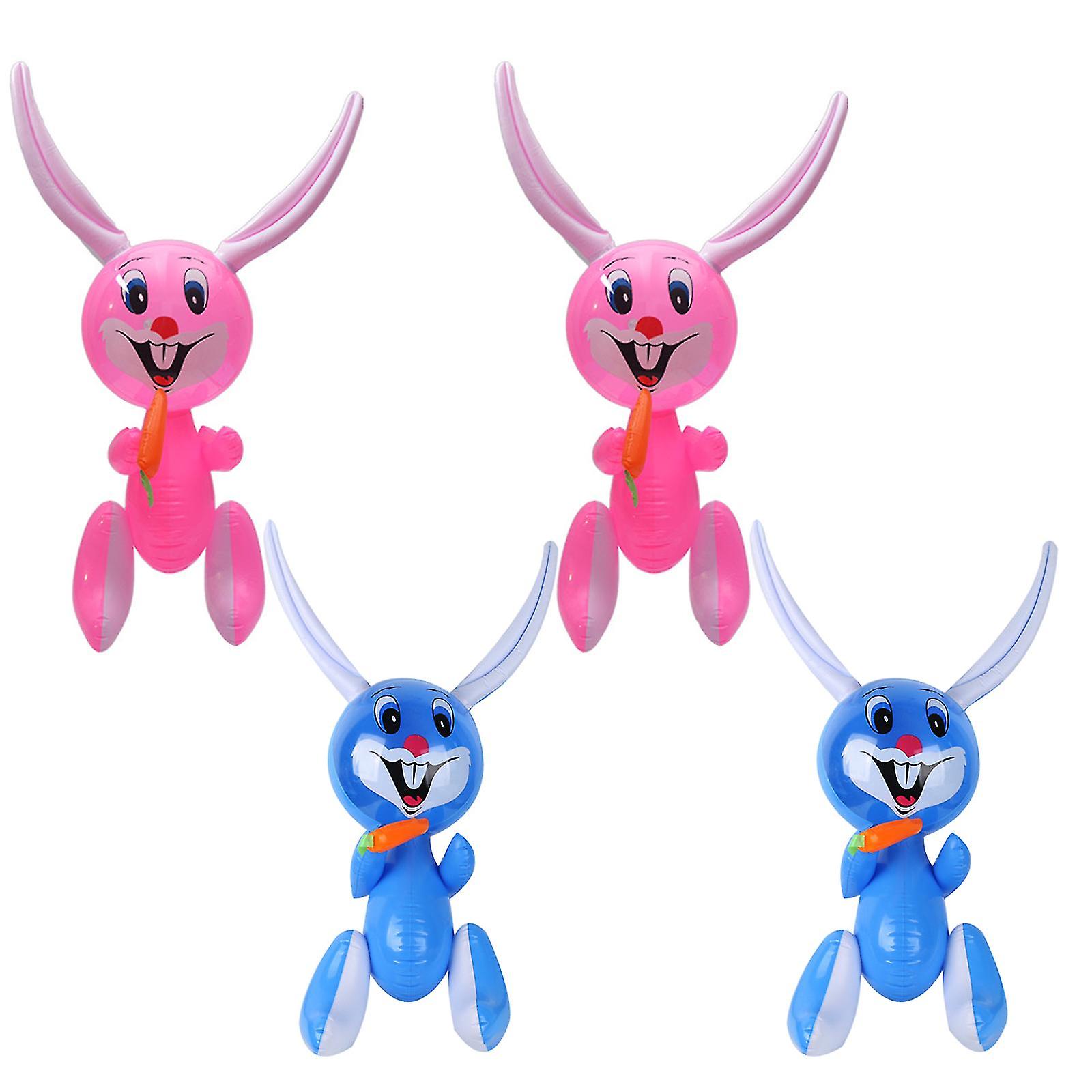 4PCS Inflatable Easter Bunny Rabbit Party Inflates with Carrot for Easter Basket Stuffers Egg Hunts Decorations