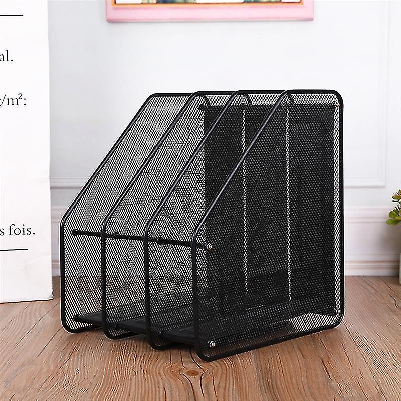 Black Metal Mesh Desk Organizer Desktop Letter Sorter Mail Tray File Organiser Office Home Bookend