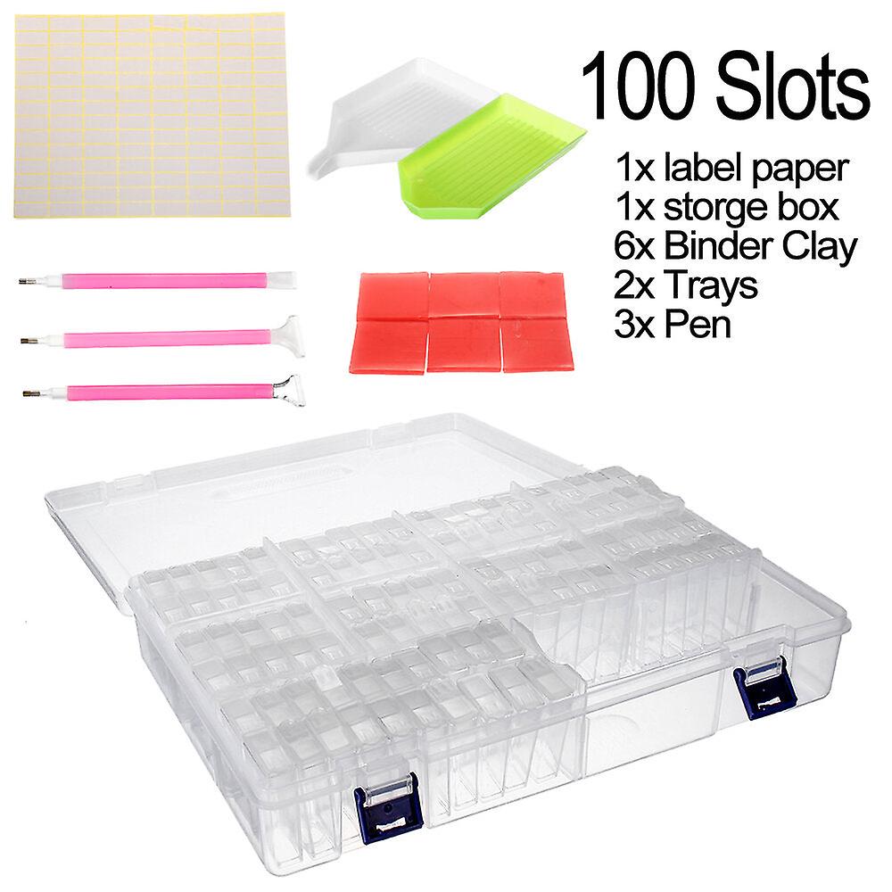 84/100/124Pcs Diamond Painting Box Diamond Jewelry Cross Stitch Grids Tool Kit
