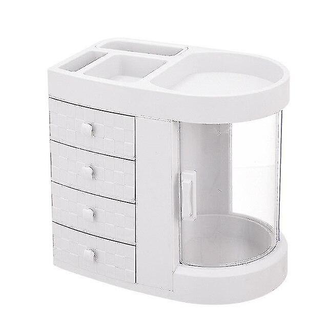 Dressing Table 4 Drawer Makeup Holder Storage Box Transparent Rotation Organizers