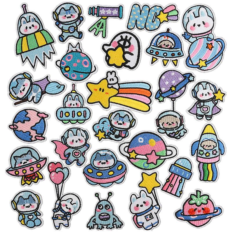 Cute alien space rabbit embroidered fabric patch for children's clothing computer embroidery ironin