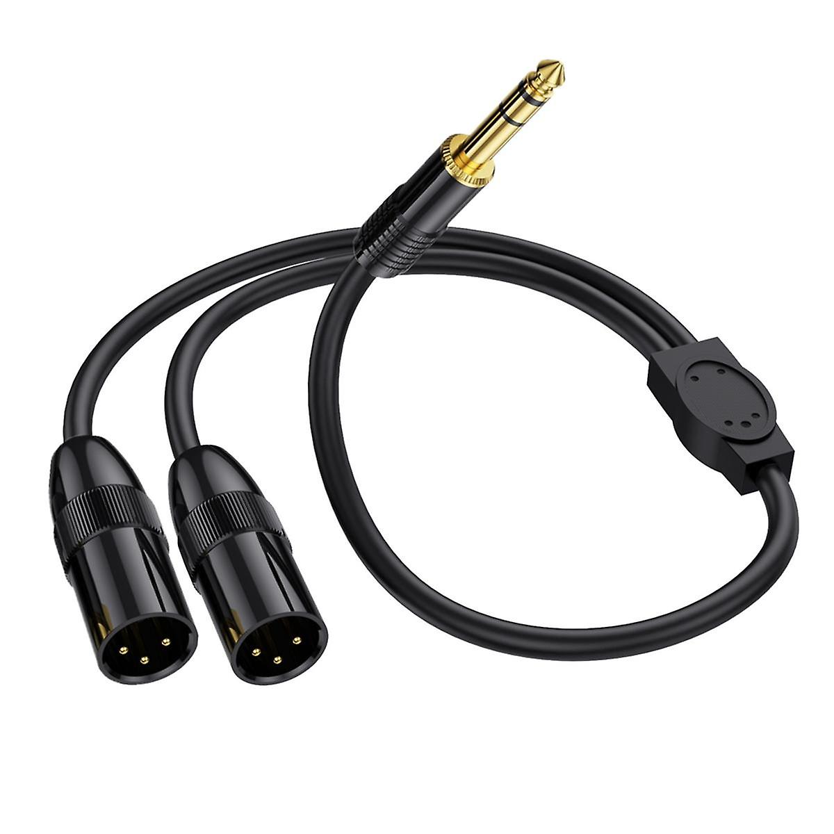 Men's Black 6.35Mm Trs Plug To Dual Xlr Microphone Stereo Unbalanced Audio Converter Adapter Y Splitte Cable Cord-C Size 2