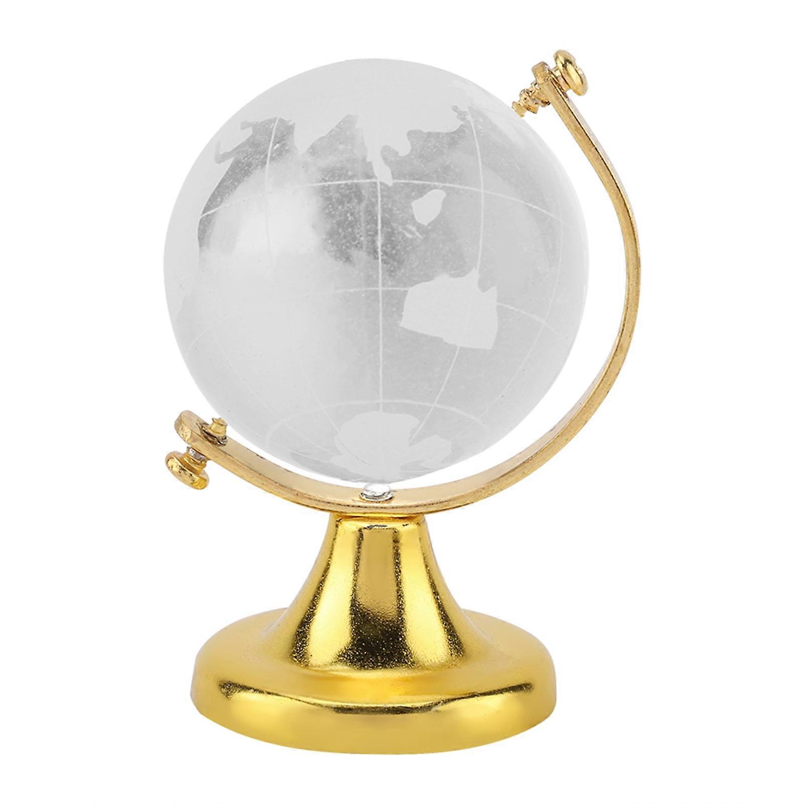 Round World Globe, World Map, Crystal Ball, Home Office Decor, Gift (Gold)
