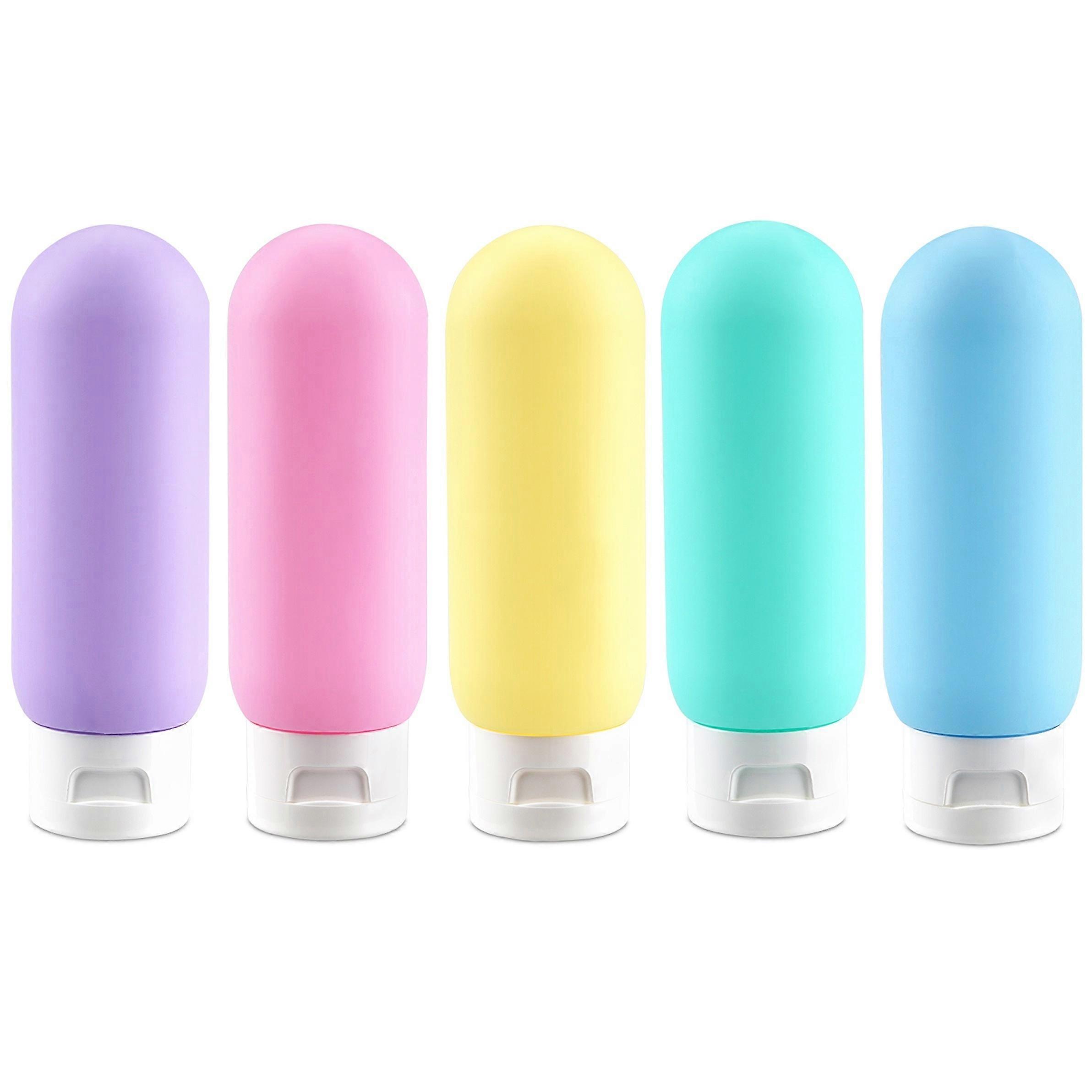 5pcs 100ml Travel-Sized Leak-Proof Dispensing Bottles Set - Portable Storage Containers for Toiletries with Easy Squeeze Design, 5 Vibrant Colors, Dur