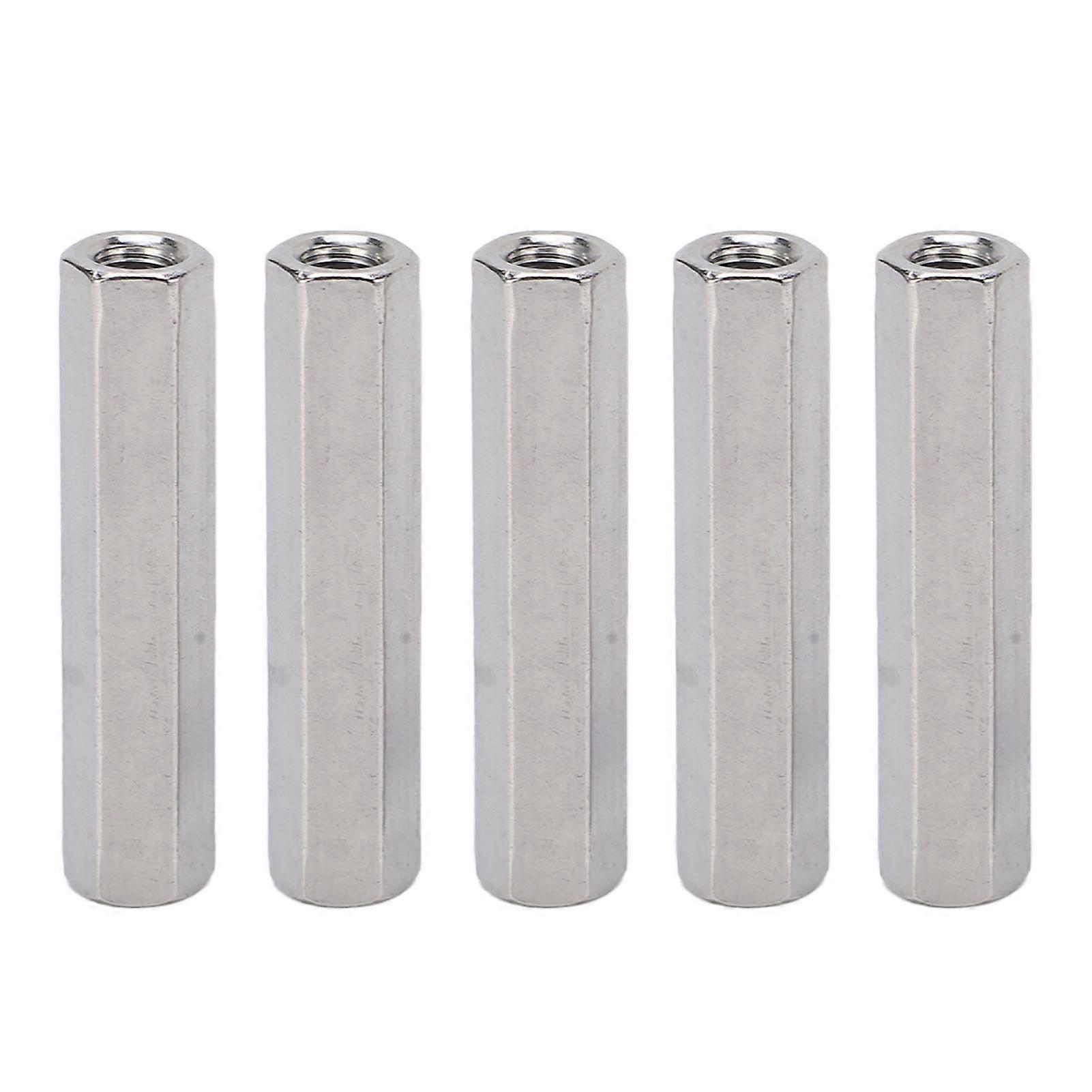 5pcs Hex Coupling Nut Stainless Steel M8 Connector Nut For Threaded Rod Bolt Silver