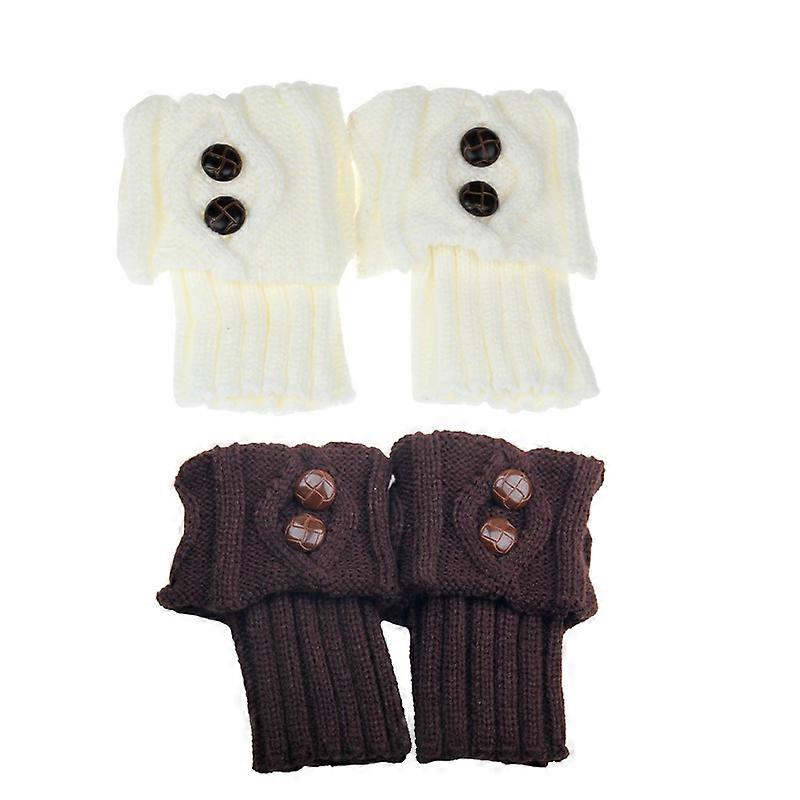 2 pares de mantas de punto para mujer blancas + marrones